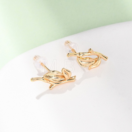 Brass Stud Earrings EJEW-D363-01G-02-1