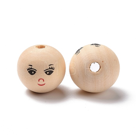 Printed Wood European Beads WOOD-C001-03B-03-1