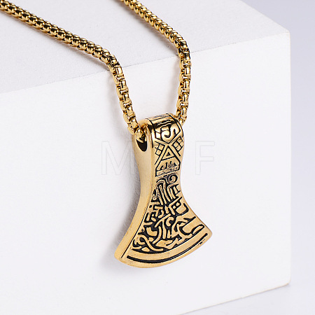 Stainless Steel Viking Axe Pendant Necklaces for Men XN5650-2-1