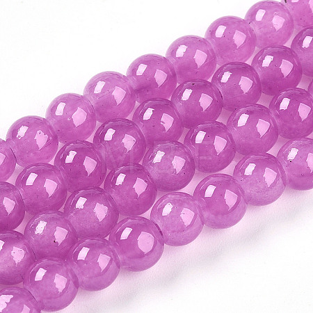 Baking Paint Imitation Jade Glass Round Bead Strands DGLA-Q021-6mm-23-1