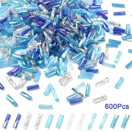 600Pcs 6 Styles Transparent Glass Twist Bugle Beads EGLA-YW0005-76-1