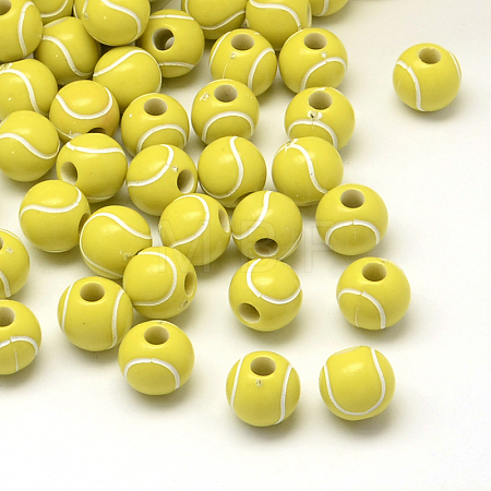 Tennis Opaque Acrylic Beads SACR-R886-04-1