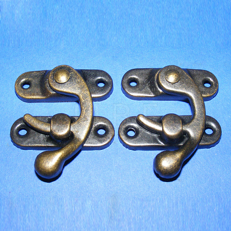 Iron Wooden Box Lock Catch Clasps IFIN-R203-93AB-1