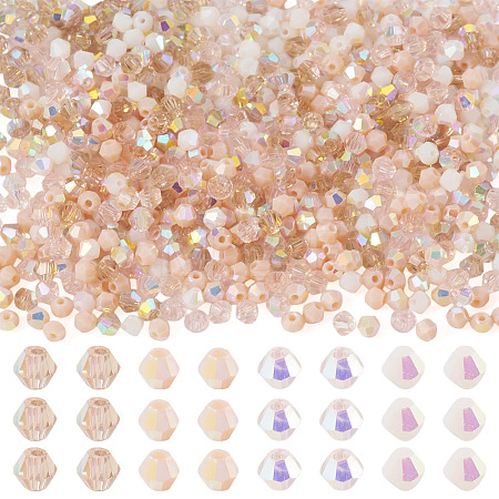 4 Strands 4 Colors AB Color Plated Opaque Glass Beads Strands GLAA-TADJ0001-20B-1