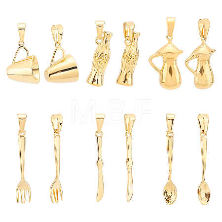6Pcs 6 Style 304 Stainless Steel Pendants STAS-UN0040-47-1