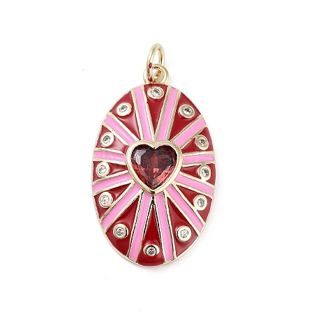 Rack Plating Brass Micro Pave Clear Cubic Zirconia Pendants X-KK-H474-23G-04-1