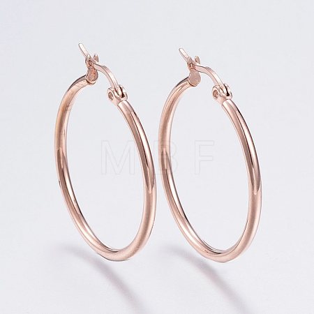 PVD Vacuum Plating 304 Stainless Steel Hoop Earrings EJEW-F105-08RG-1