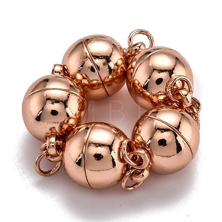 Rack Plating Brass Magnetic Clasps with Loops KK-F801-03B-RG-1