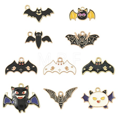 10Pcs 10 Styles Alloy Enamel Pendants ENAM-FS0003-85-1