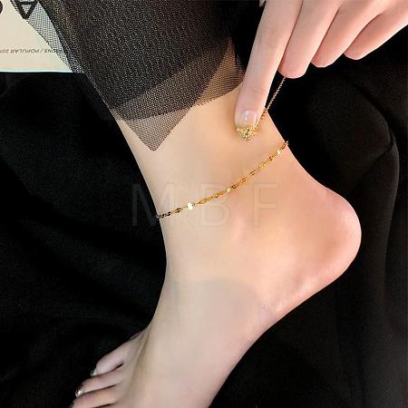 Stainless Steel Dapped Chain Anklets for Women WG18C2B-52-1