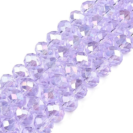 Electroplate Glass Beads Strands X-EGLA-A044-T8mm-B17-1