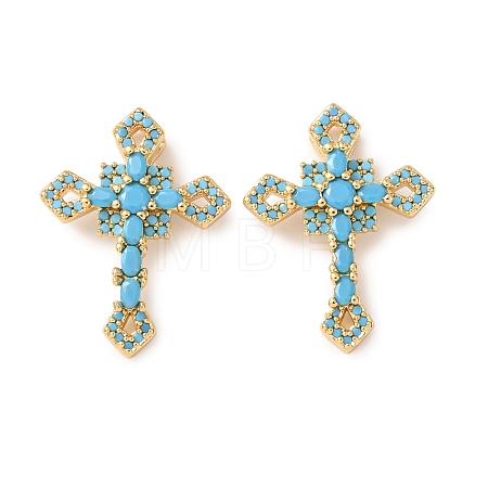 Brass Micro Pave Cubic Zirconia Pendants KK-C143-43B-G-1