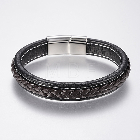 Braided Leather Cord Bracelets BJEW-H561-07C-1
