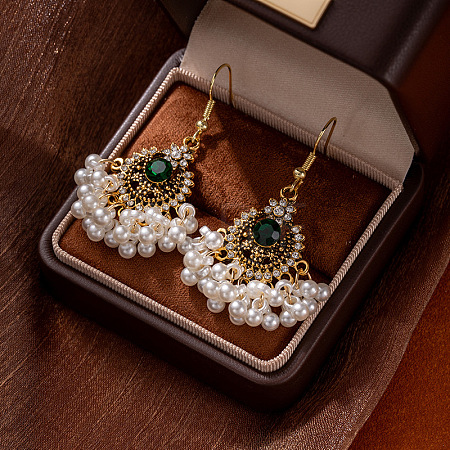 Bohemian Style Alloy Rhinestone Flower  Chandelier Earrings FS-WG4647F-01-1