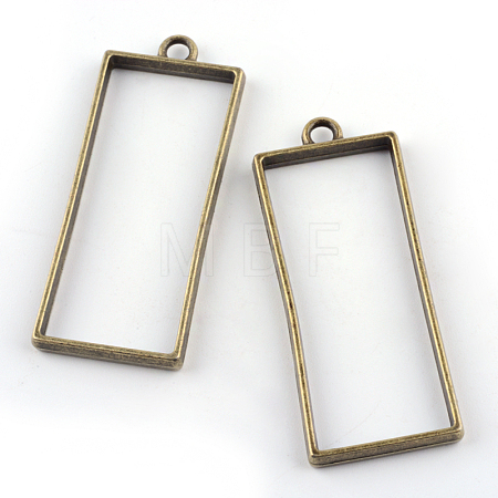 Rack Plating Alloy Rectangle Open Back Bezel Pendants PALLOY-S047-11F-FF-1
