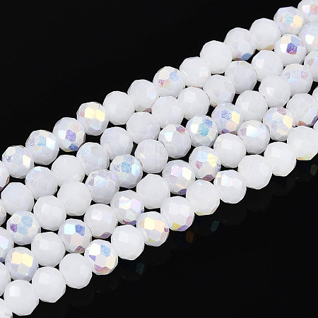 AB Color Plated Opaque Glass Rondelle Beads Strands EGLA-T029-4mm-09B-1