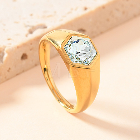 304 Stainless Steel with Cubic Zirconia Finger Rings FS-WG76F9A-04-1