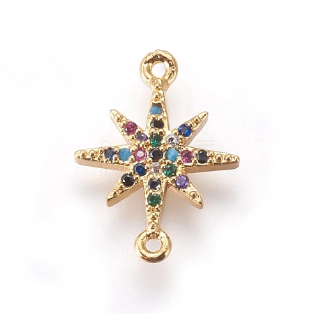 Brass Cubic Zirconia Links Connectors KK-O119-21G-1