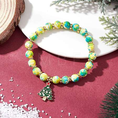 Christmas Alloy Enamel Charm Bracelets BJEW-JB12407-02-1