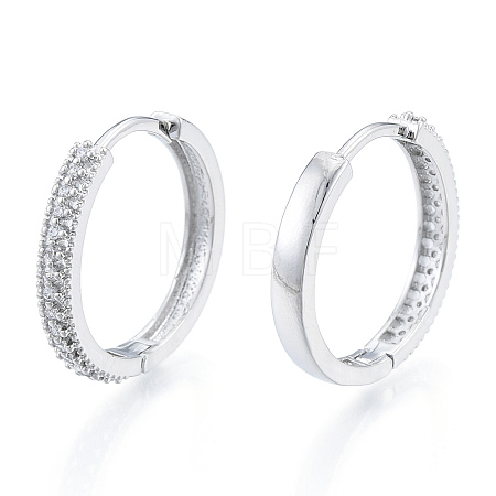Clear Cubic Zirconia Hinged Hoop Earrings EJEW-N011-112P-1