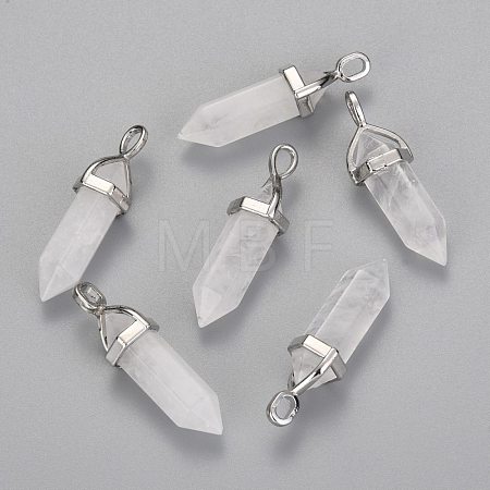 Natural Quartz Crystal Double Terminated Pointed Pendants X-G-F295-04G-1