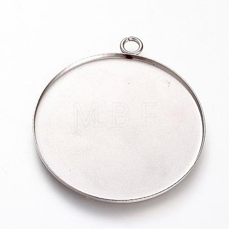 Tarnish Resistant 201 Stainless Steel Pendant Cabochon Settings STAS-T004-014-1