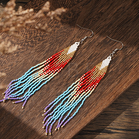 Handmade Glass Beaded Dangle Earrings VI8065-1