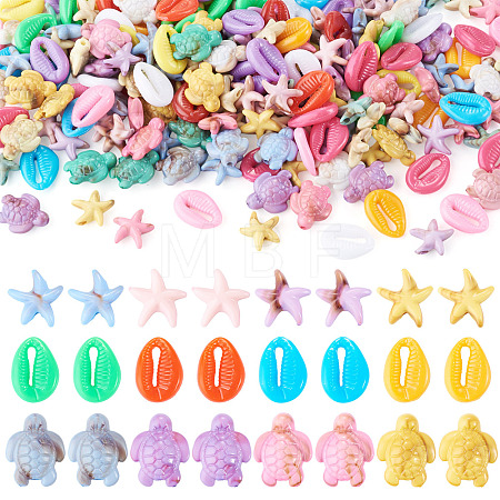 200Pcs 3 Styles Ocean Animal Opaque Acrylic Beads OACR-TA0005-04-1