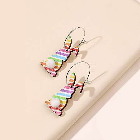 Easter Wood Dangle Earrings FS-WG30599-07-1