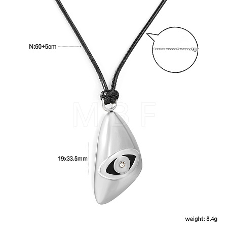 304 Stainless Steel Triangle with Eye Pendant Adjustable Black Cord Necklaces WGD88CD-03-1