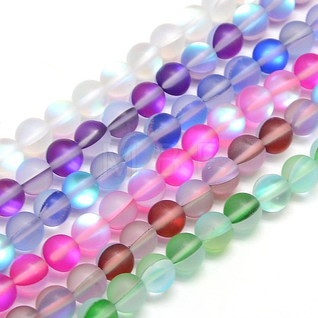 Synthetic Moonstone Beads Strands G-F142-10mm-M-1