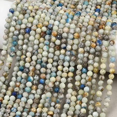 Natural Blue Azurite in Calcite Beads Strands LS-G-P618-4mm-01-1