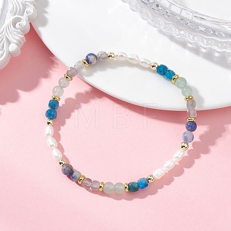 Natural Mixed Gemstone Beads Stretch Bracelets for Women BJEW-JB13316-02-1