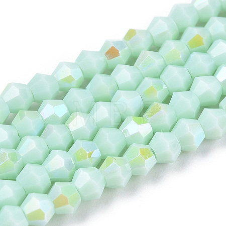 Opaque Solid Color Electroplate Glass Beads Strands EGLA-A039-P2mm-L20-1