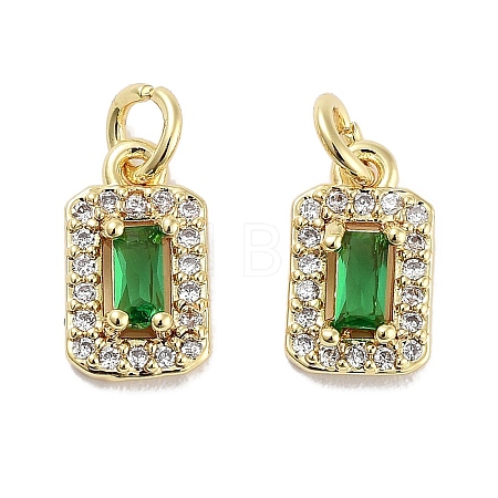 Brass Micro Pave Cubic Zirconia Charms KK-C051-11G-01-1