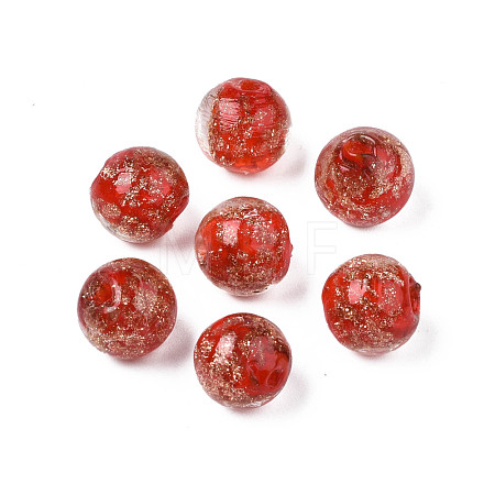 Handmade Gold Sand Lampwork Beads LAMP-T016-10F-1