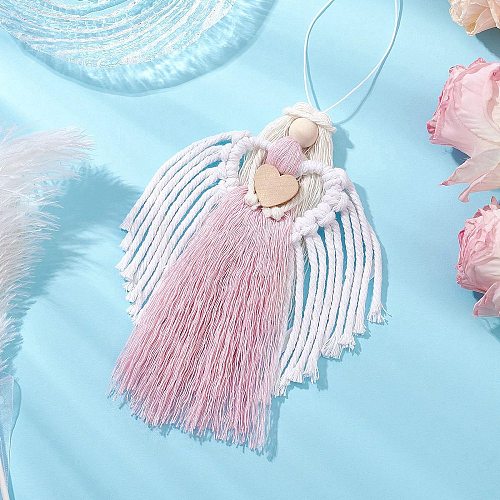 Handmade Macrame Cotton Angel Hanging Ornaments HJEW-JM02760-02-1