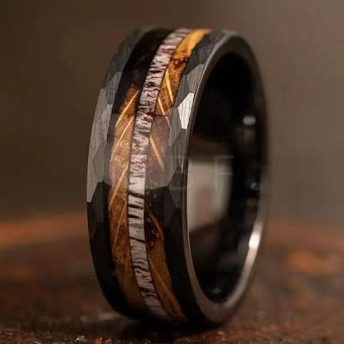 304 Stainless Steel & Wood Finger Rings for Men WG79787-03-1