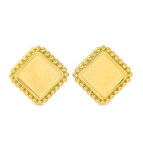 Ion Plating(IP) 304 Stainless Steel Square Stud Earrings EJEW-D281-07G-1