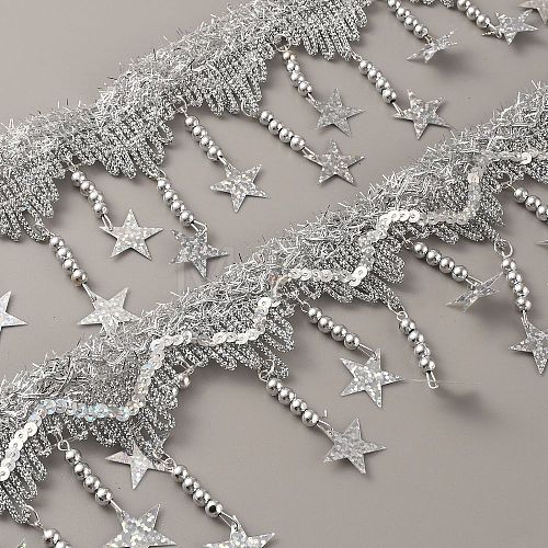 Sparkle Polyester Tassel Lace Trims OCOR-WH0071-023A-1