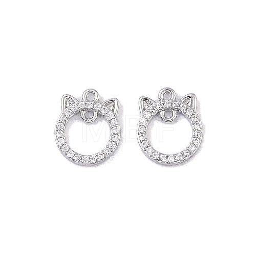 Brass Micro Pave Clear Cubic Zirconia Connector Charms KK-K351-38P-1