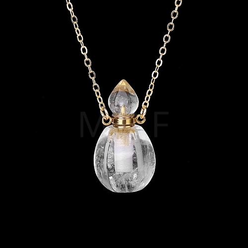 Natural Quartz Crystal Perfume Bottle Pendant Necklace PW-WG2A891-27-1