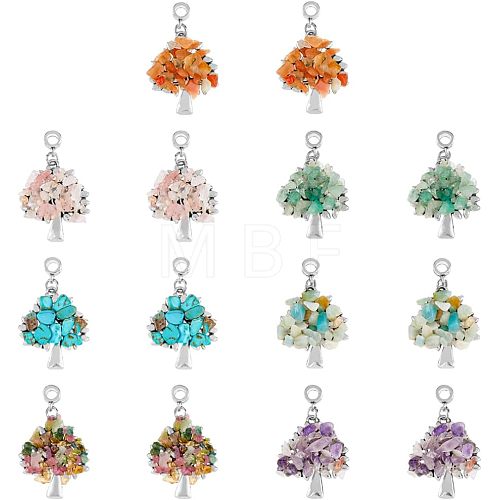 28Pcs 7 Styles Chakra Alloy European Dangle Charms G-FH0001-81-1