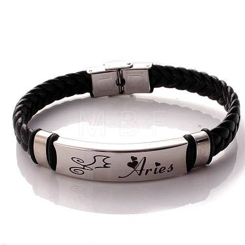 Braided Leather Cord Bracelets PW-WG99416-01-1