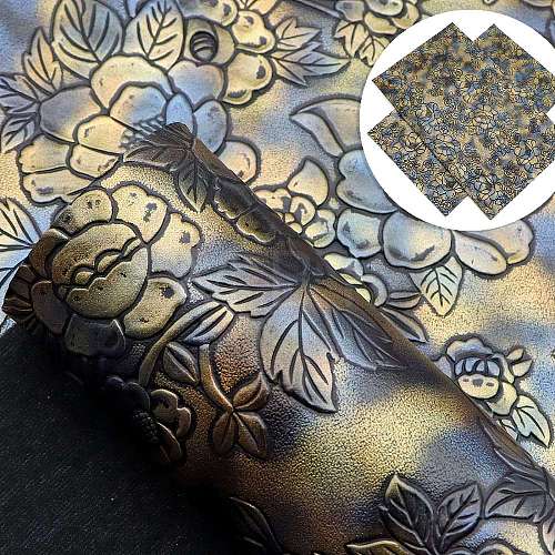 Flower Pattern Imitation Leather Fabrics PW-WGB593C-06-1