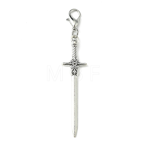 Alloy Sword Big Pendant Decoration HJEW-JM02179-1