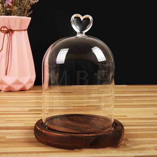 Heart Shaped Top Clear Glass Dome Cover BOTT-PW0003-001B-B02-1