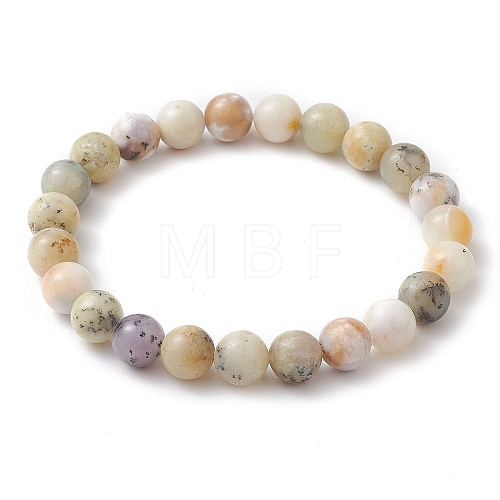 Natural Opal Round Beaded Stretch Bracelets BJEW-TA00474-1
