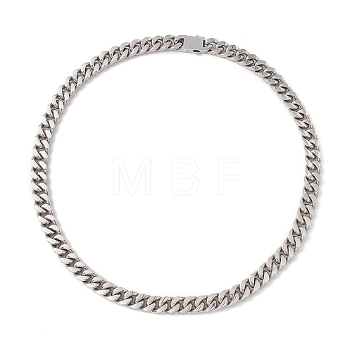 Non-Tarnish 304 Stainless Steel Curb Chains Necklace for Women NJEW-E155-08P-01-1