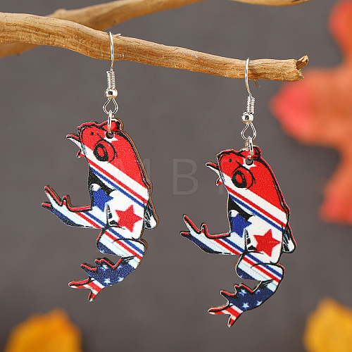 Independence Day Handmade Wood Dangle Earrings HD0723-1-1